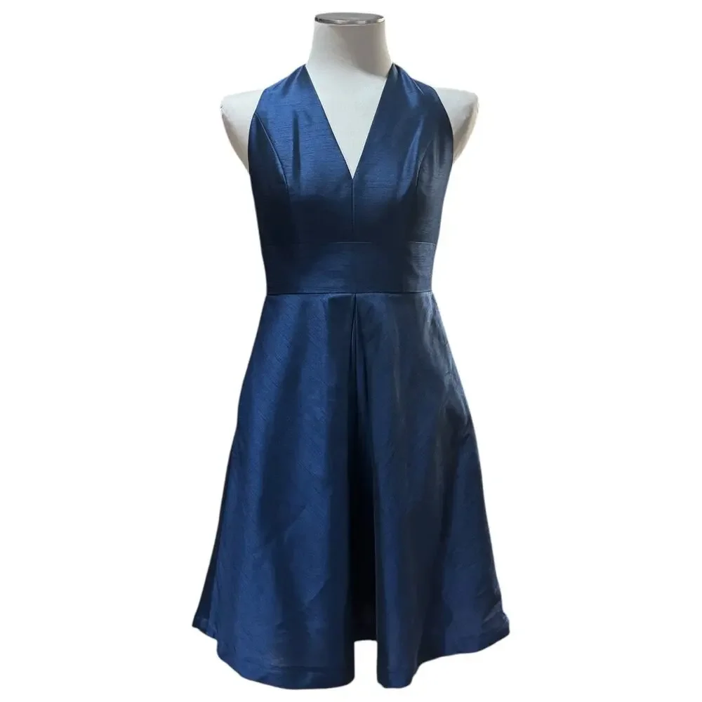 Alfred Sung Sleeveless V-Neck Mini Dress Midnight Blue 6